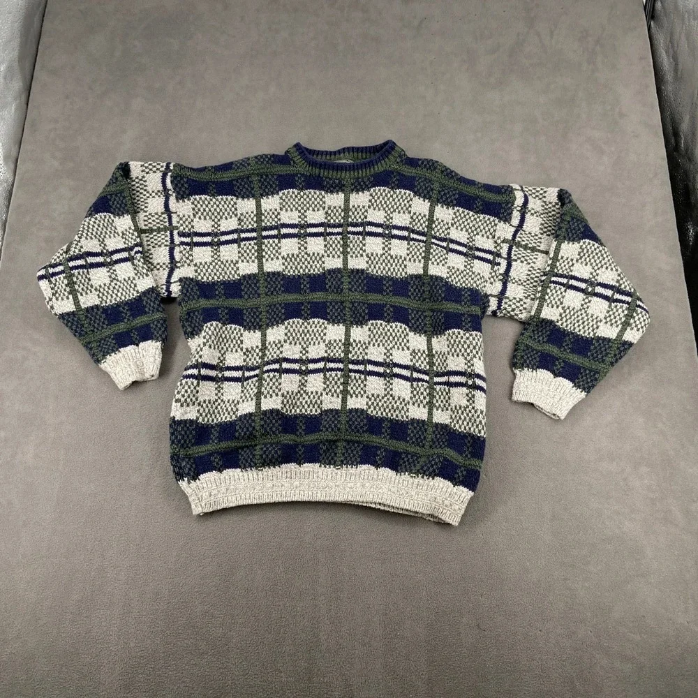 Vtg 90s Susquehanna Trail Outfitters Coogi Style Knit Sweater Mens XL USA Made
